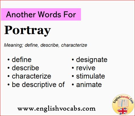 Another word for portray - Find 87 different ways to say PICTURE, along with antonyms, related words, and example sentences at Thesaurus.com.